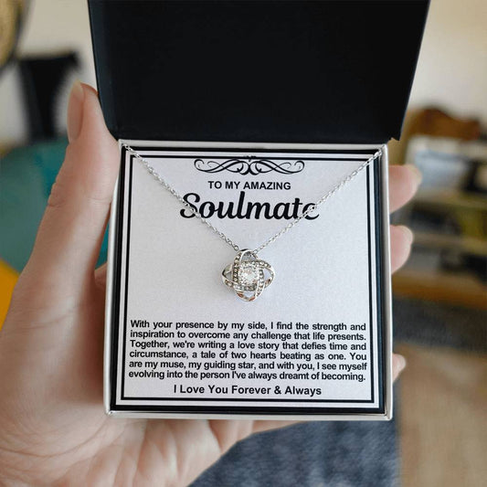 Soulmate Love Knot Necklace- Together We Are Writing A Love Story