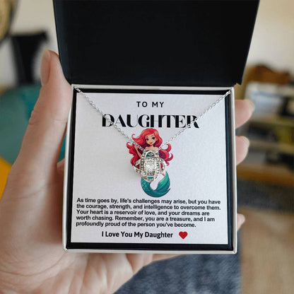 Daughter Red Hair Mermaid Love Knot Necklace