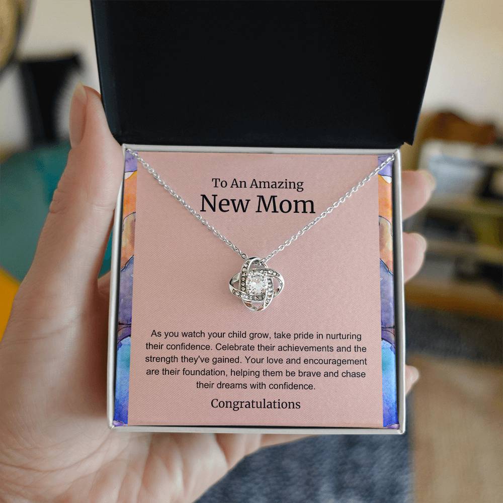 To An Amazing New Mom Love Knot Necklace