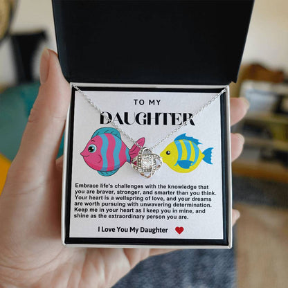 Daughter Fish Love Knot Necklace