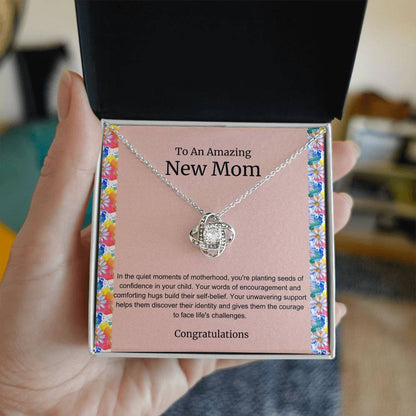 To An Amazing New Mom Love Knot Necklace