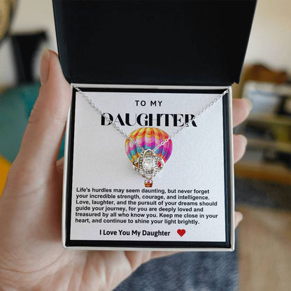 Daughter Hot Air Balloon Love Knot Necklace