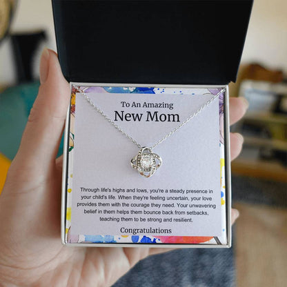 To An Amazing New Mom Love Knot Necklace