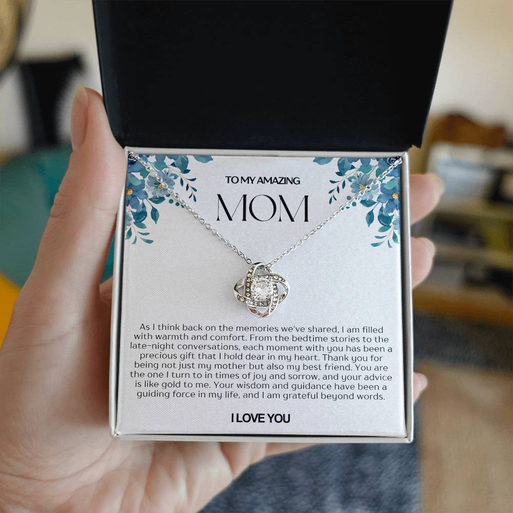 To My Amazing Mom Love Knot Necklace