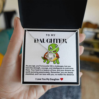 Daughter Turtle Love Knot Necklace