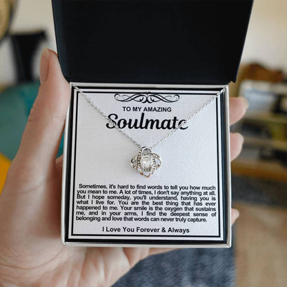 Soulmate Love Knot Necklace- Sometimes It's Hard To Find Words