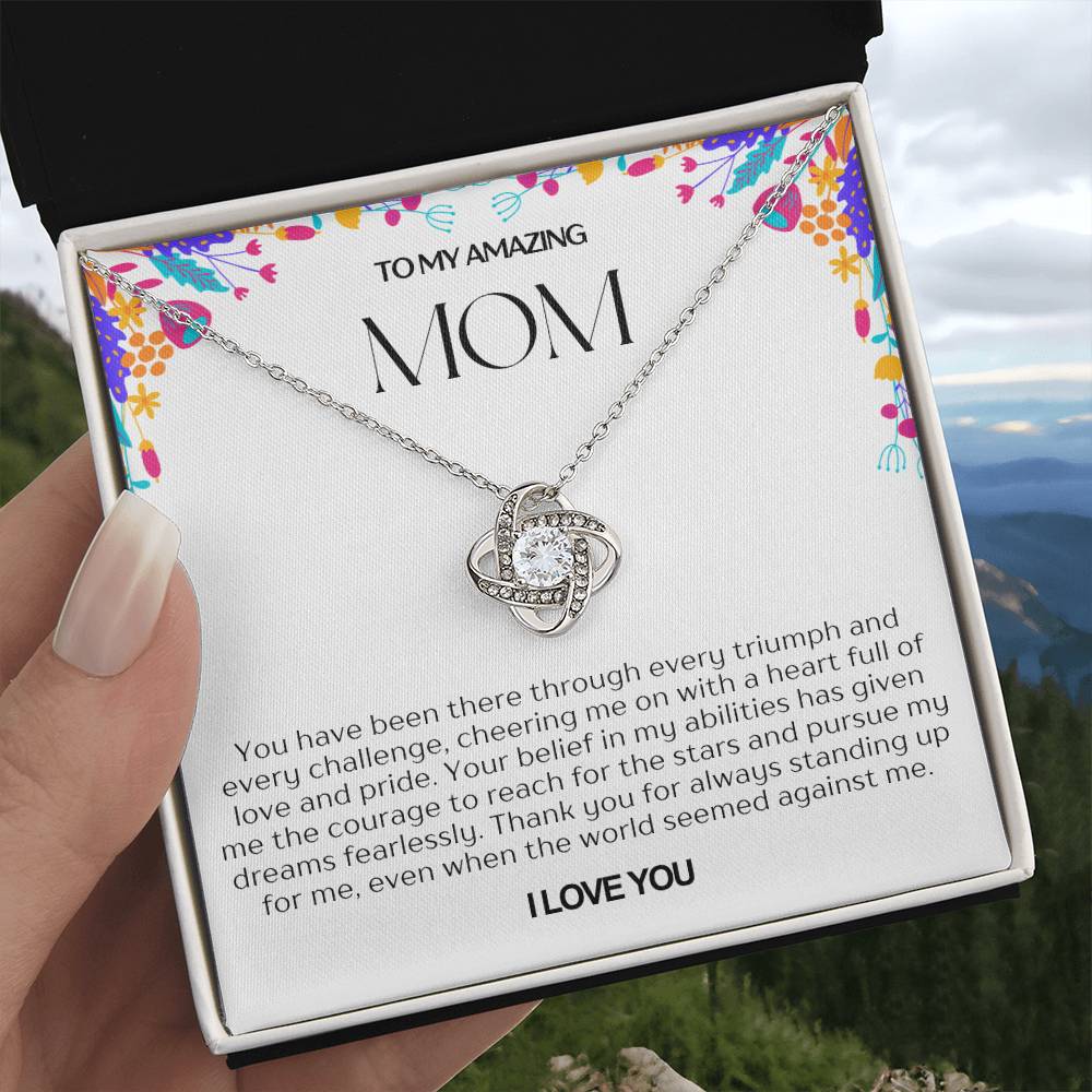 To My Amazing Mom Love Knot Necklace