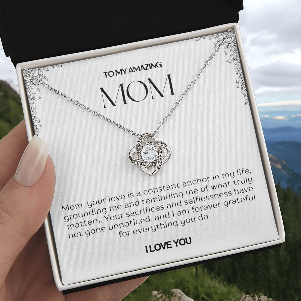 To My Amazing Mom Love Knot Necklace