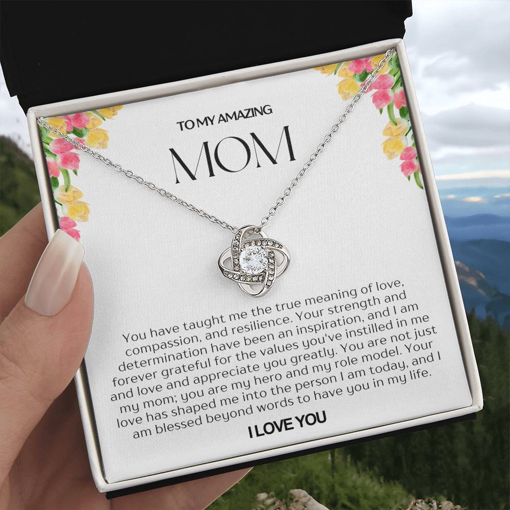 To My Amazing Mom Love Knot Necklace