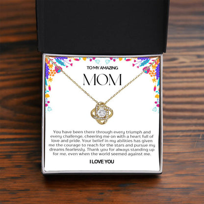 To My Amazing Mom Love Knot Necklace