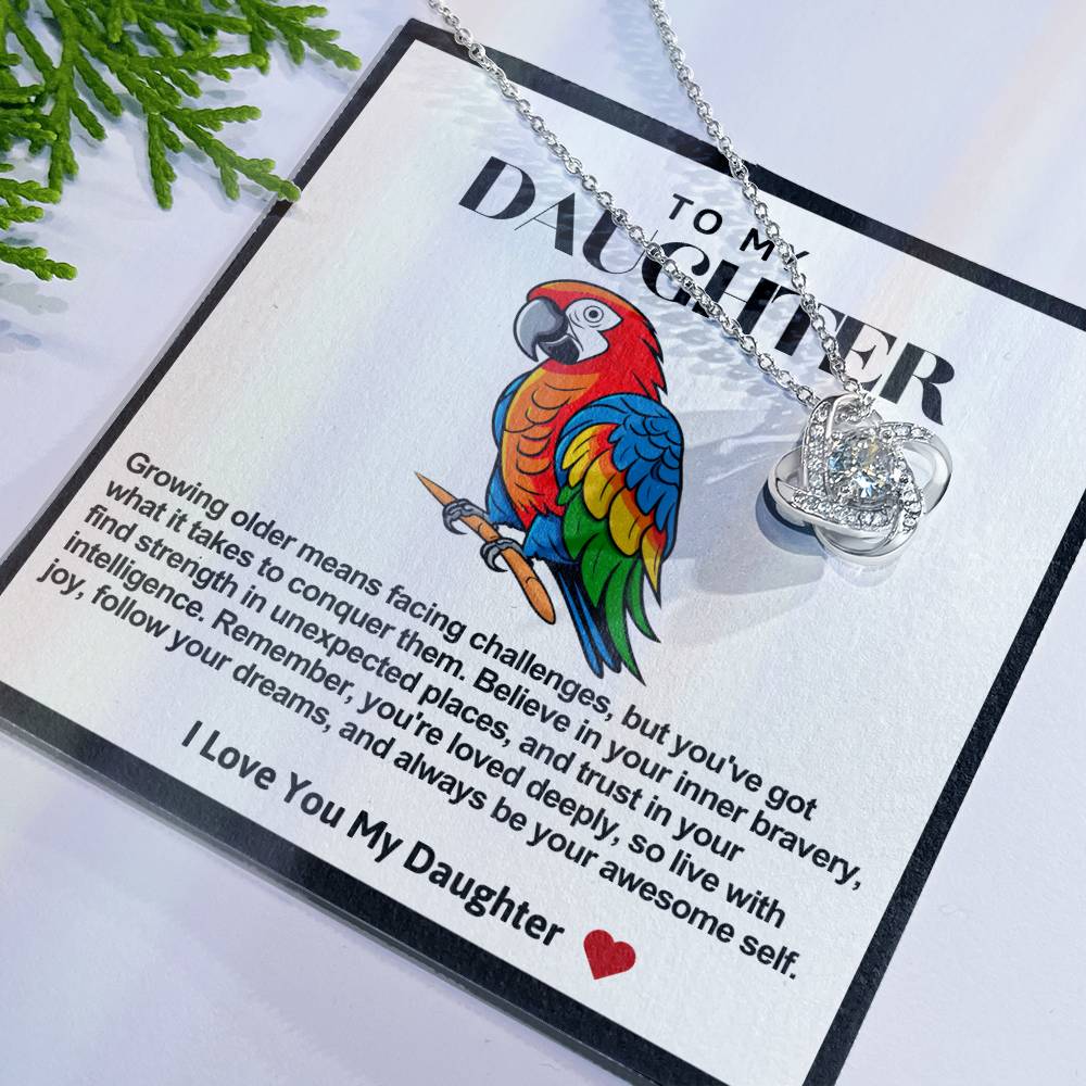 Daughter Parrot Love Knot Necklace