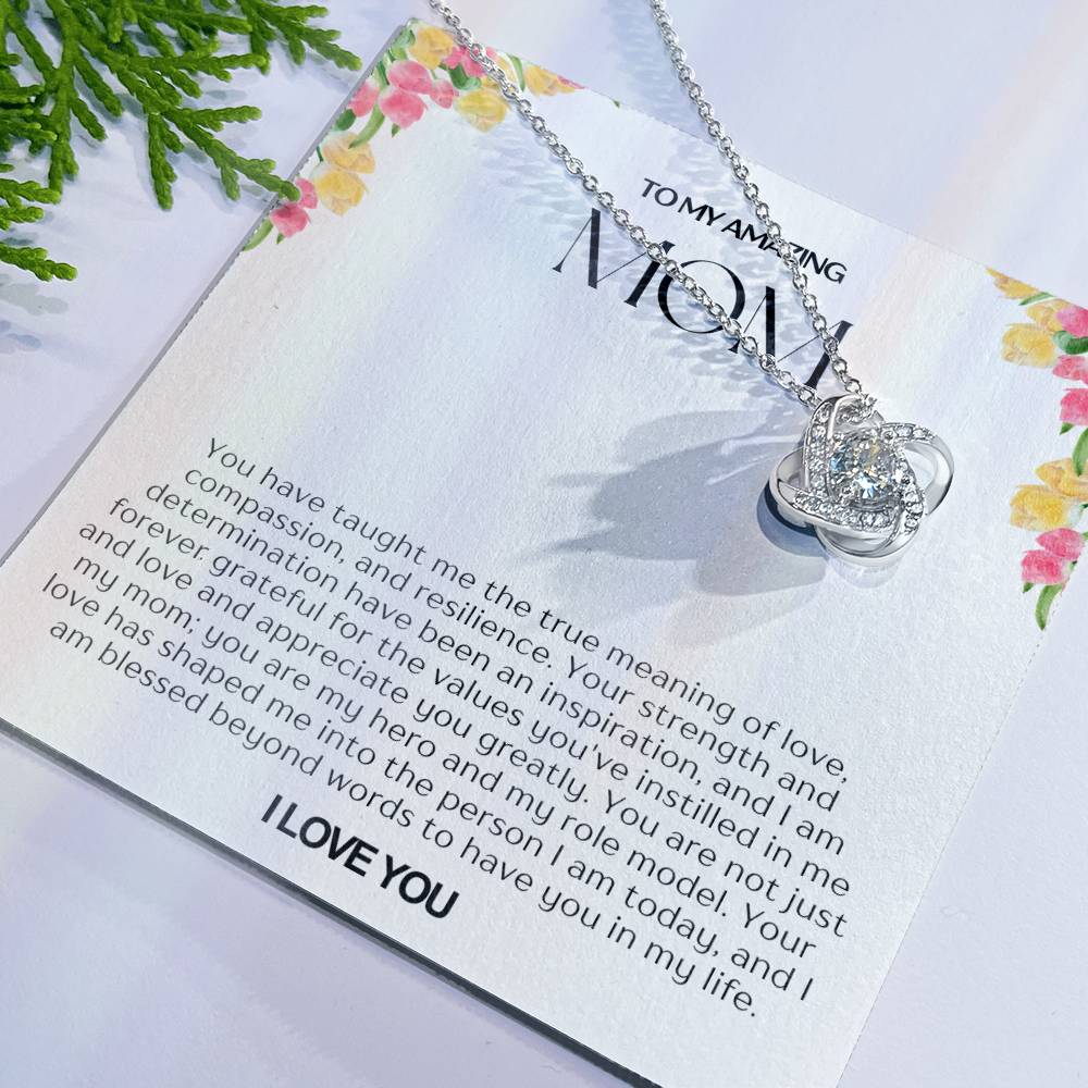 To My Amazing Mom Love Knot Necklace