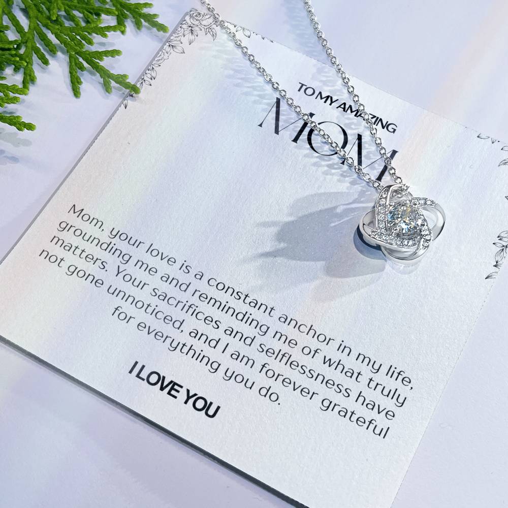 To My Amazing Mom Love Knot Necklace