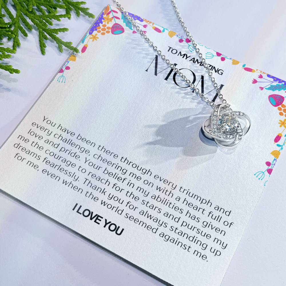 To My Amazing Mom Love Knot Necklace