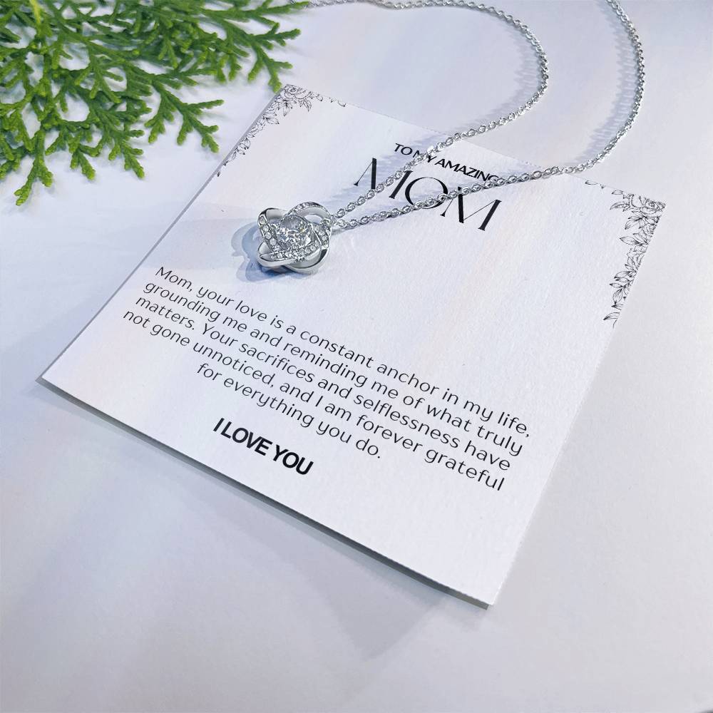 To My Amazing Mom Love Knot Necklace