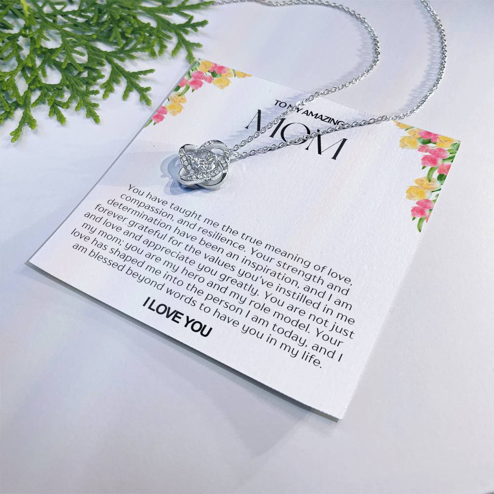 To My Amazing Mom Love Knot Necklace