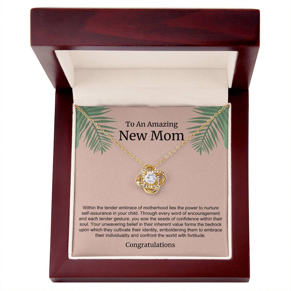 To An Amazing New Mom Love Knot Necklace