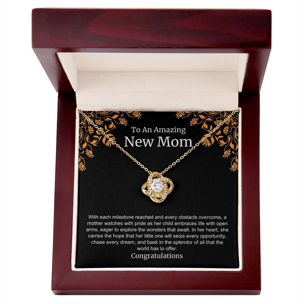 To An Amazing New Mom Love Knot Necklace