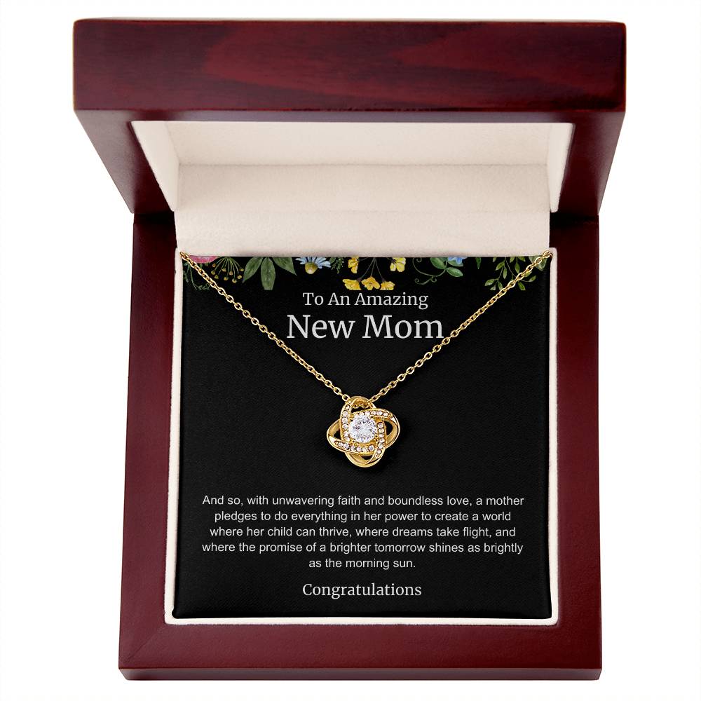 To An Amazing New Mom Love Knot Necklace