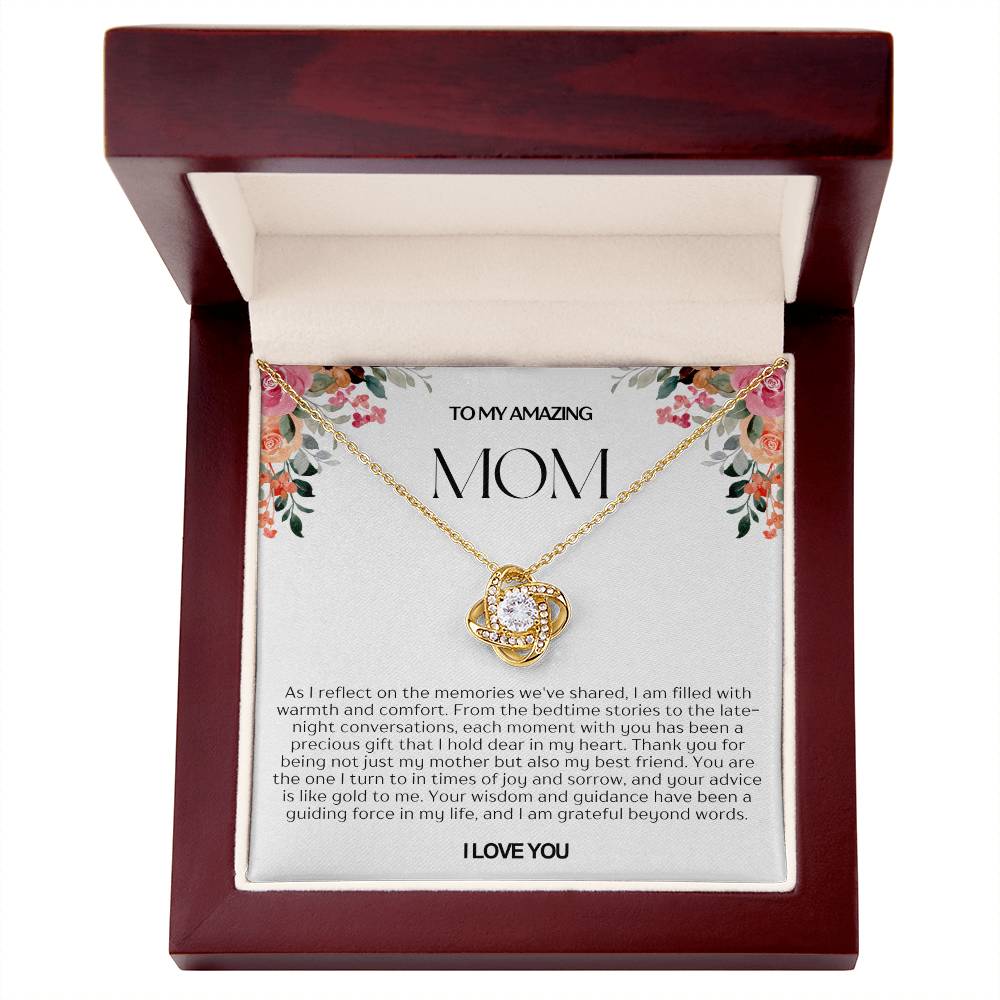 To My Amazing Mom Love Knot Necklace