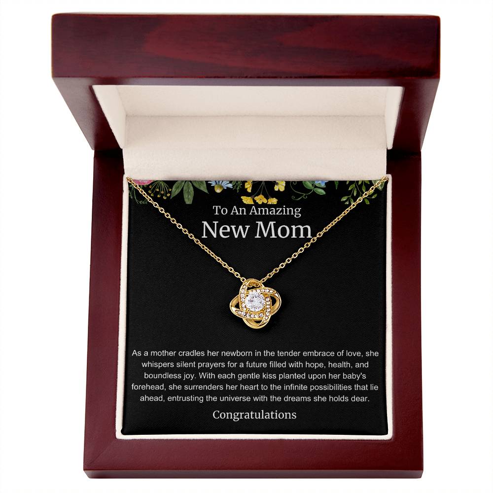 To An Amazing New Mom Love Knot Necklace