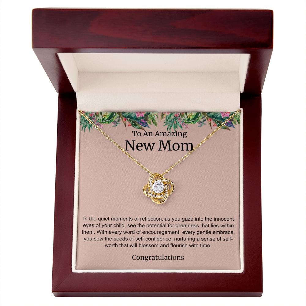 To An Amazing New Mom Love Knot Necklace