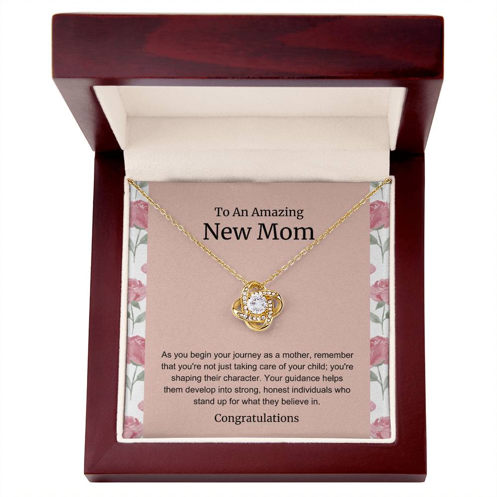 To An Amazing New Mom Love Knot Necklace