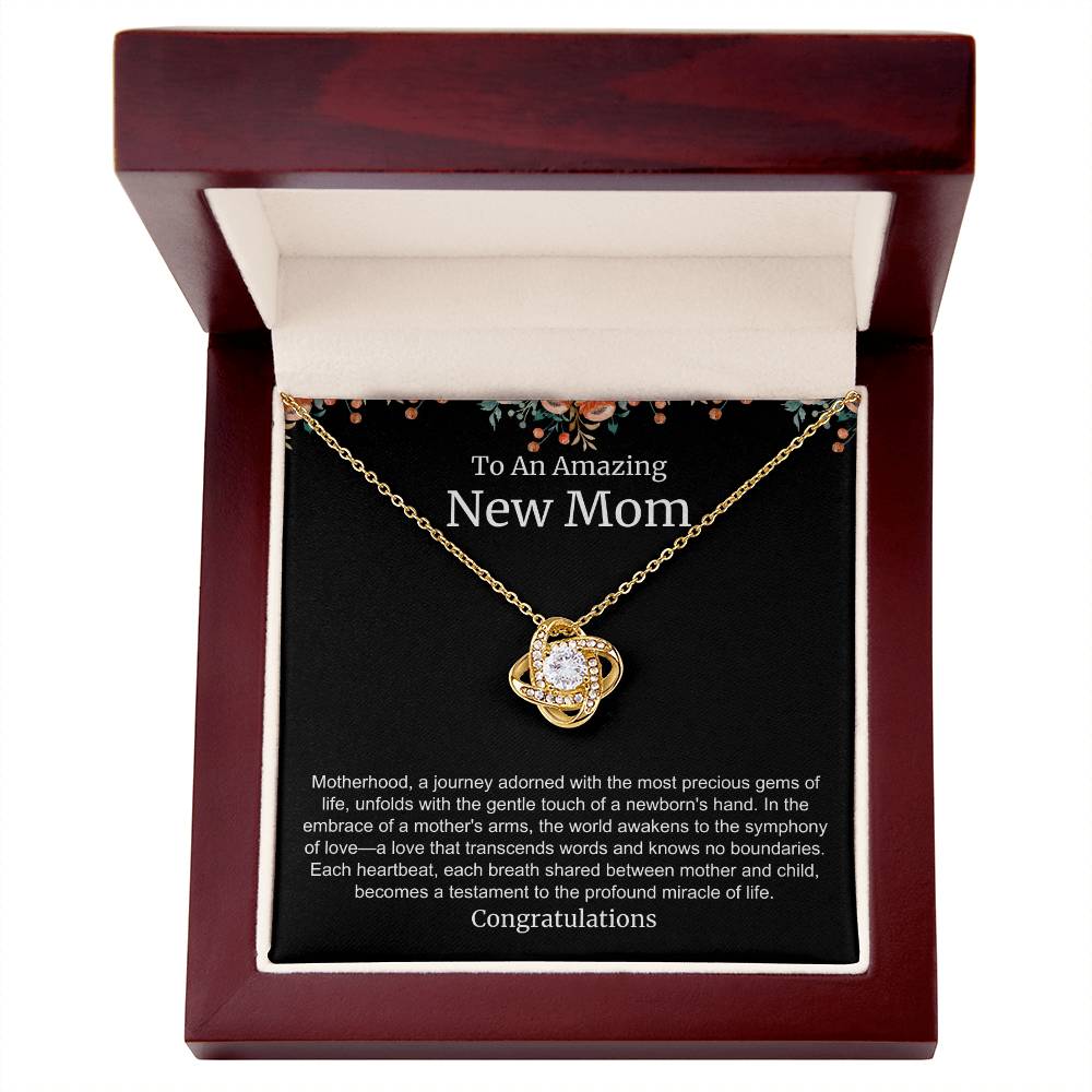 To An Amazing New Mom Love Knot Necklace