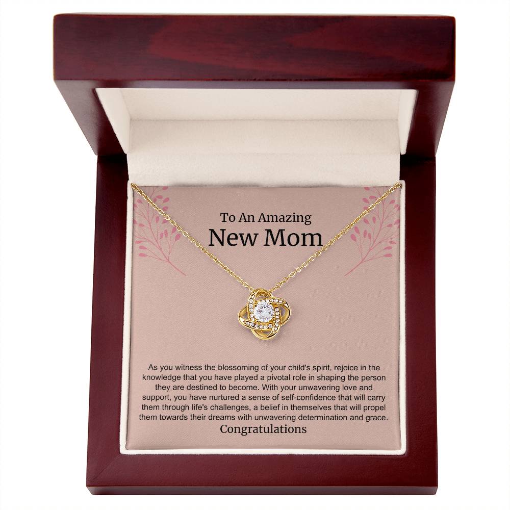 To An Amazing New Mom Love Knot Necklace