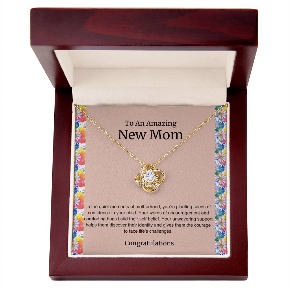 To An Amazing New Mom Love Knot Necklace