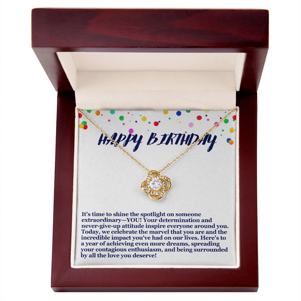 Happy Birthday Love Knot Necklace