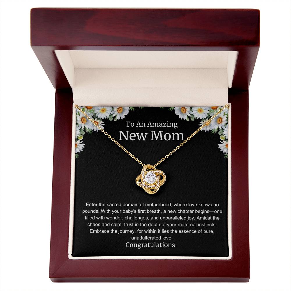 To An Amazing New Mom Love Knot Necklace