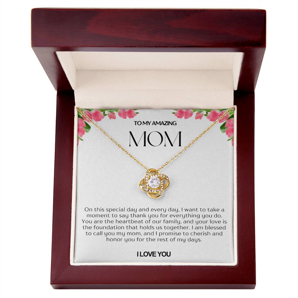 To My Amazing Mom Love Knot Necklace