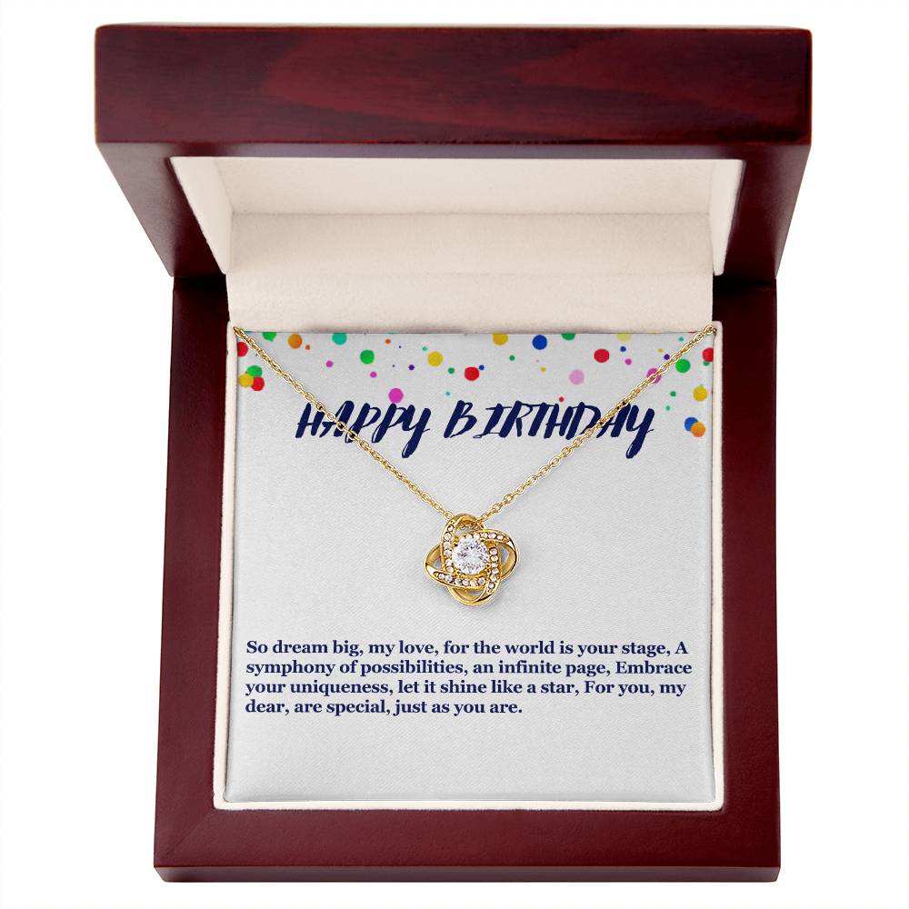 Happy Birthday Love Knot Necklace