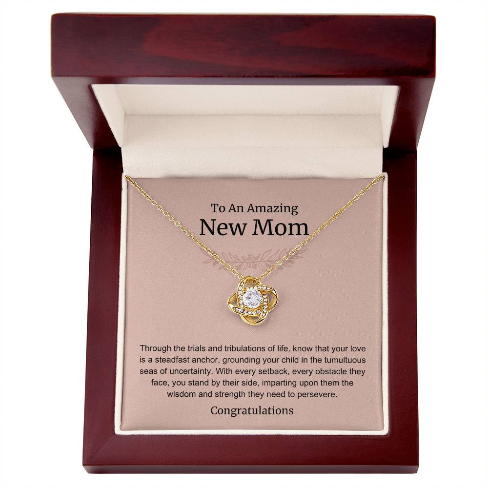 To An Amazing New Mom Love Knot Necklace