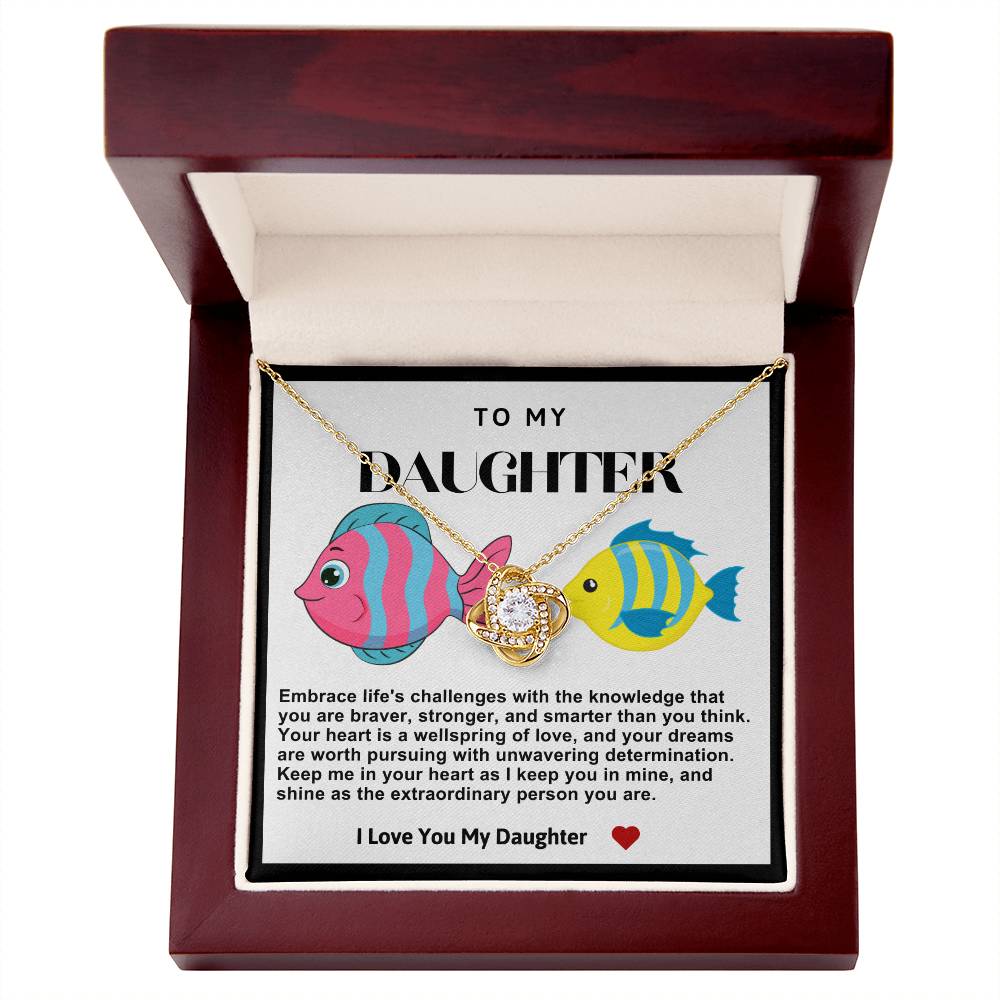 Daughter Fish Love Knot Necklace