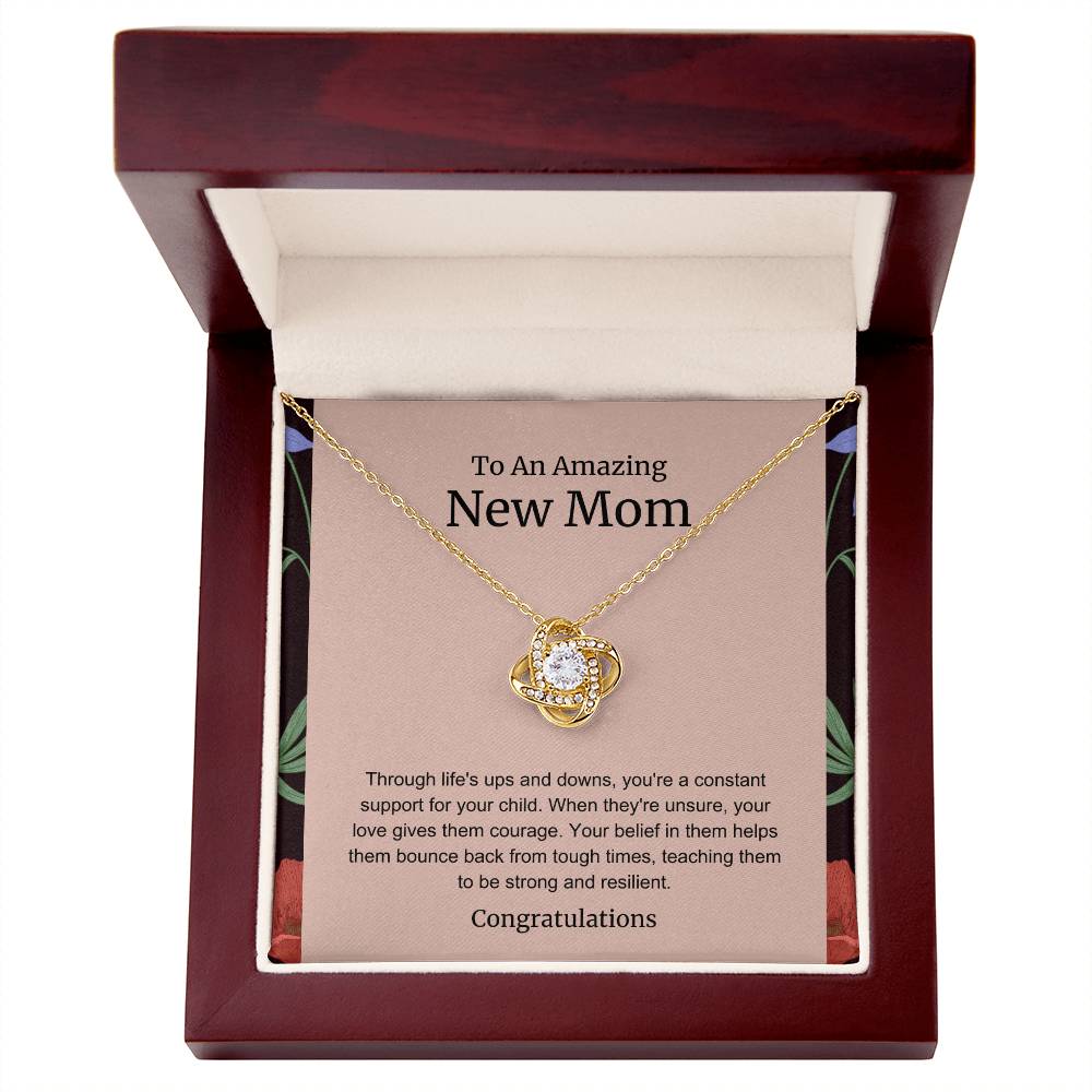 To An Amazing New Mom Love Knot Necklace