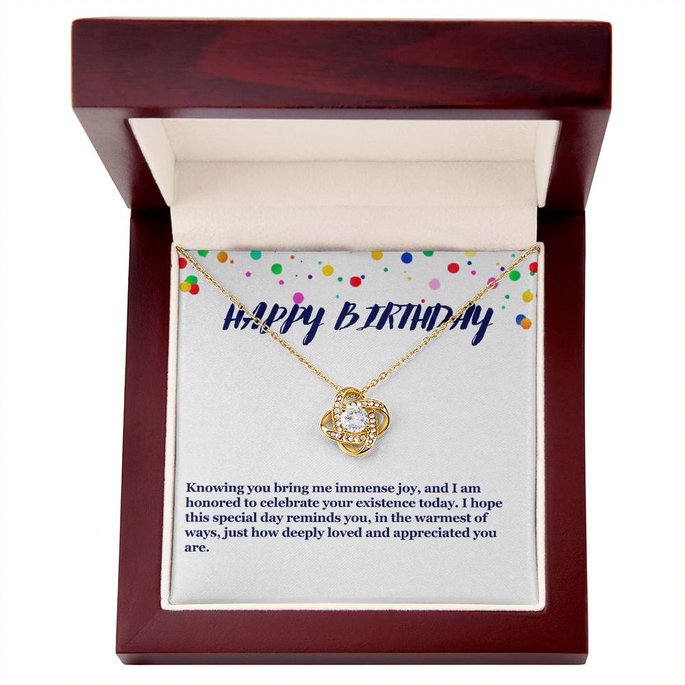 Happy Birthday Love Knot Necklace