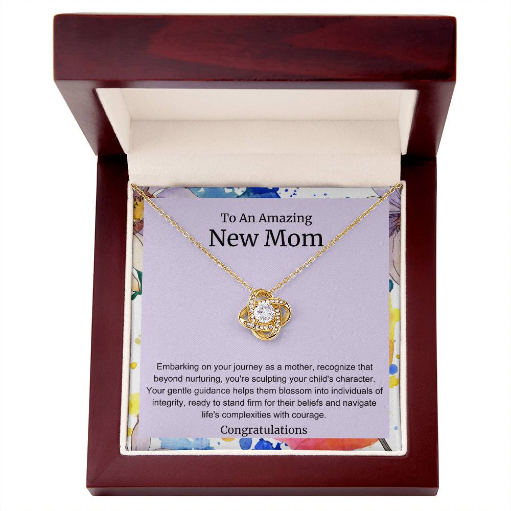 To An Amazing New Mom Love Knot Necklace