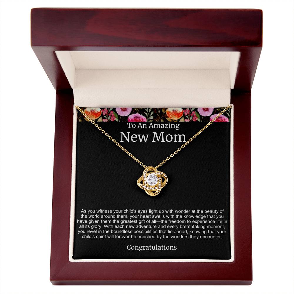 To An Amazing New Mom Love Knot Necklace