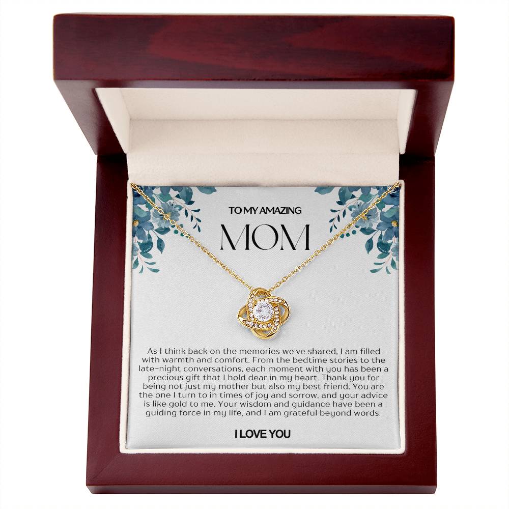 To My Amazing Mom Love Knot Necklace