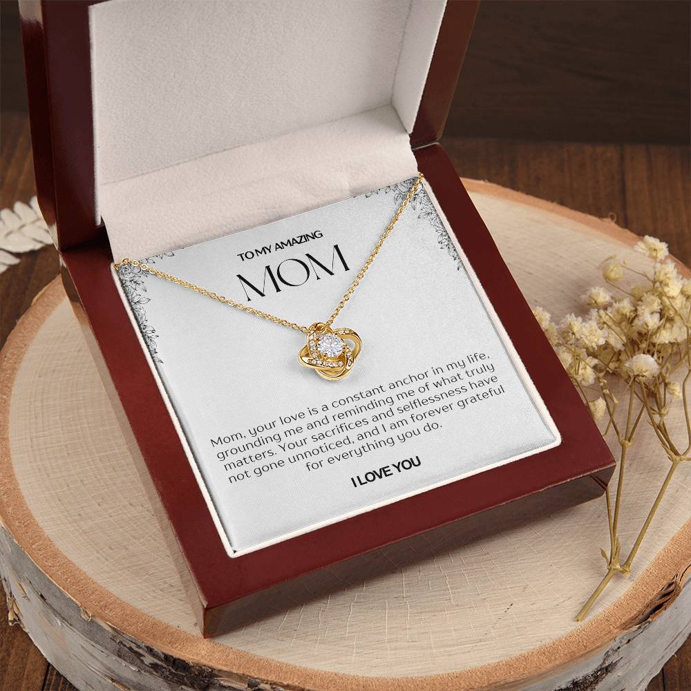 To My Amazing Mom Love Knot Necklace