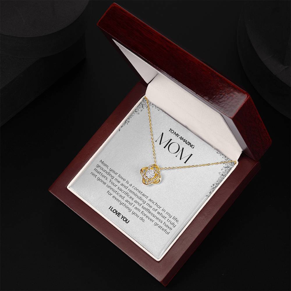 To My Amazing Mom Love Knot Necklace