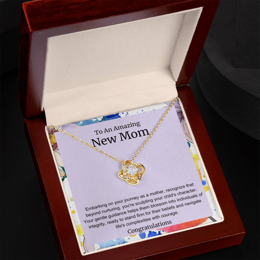 To An Amazing New Mom Love Knot Necklace