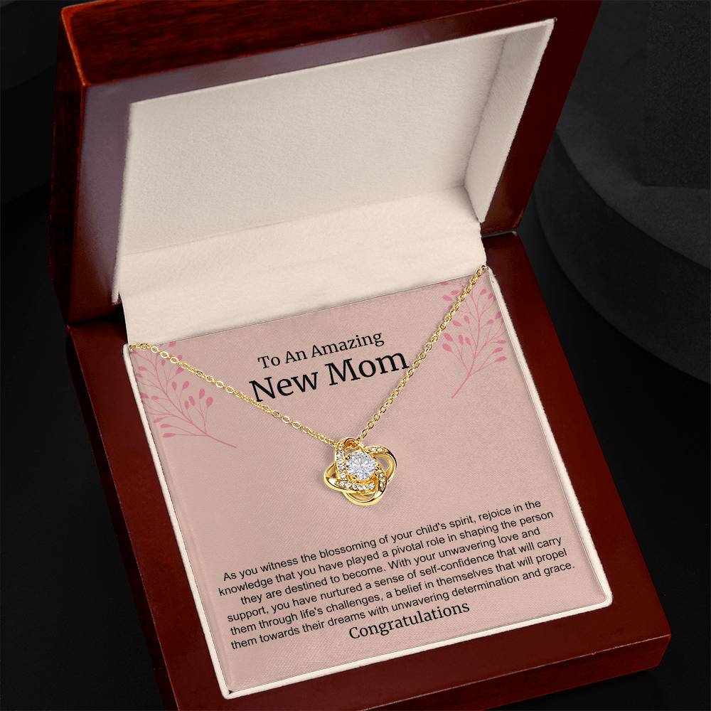 To An Amazing New Mom Love Knot Necklace