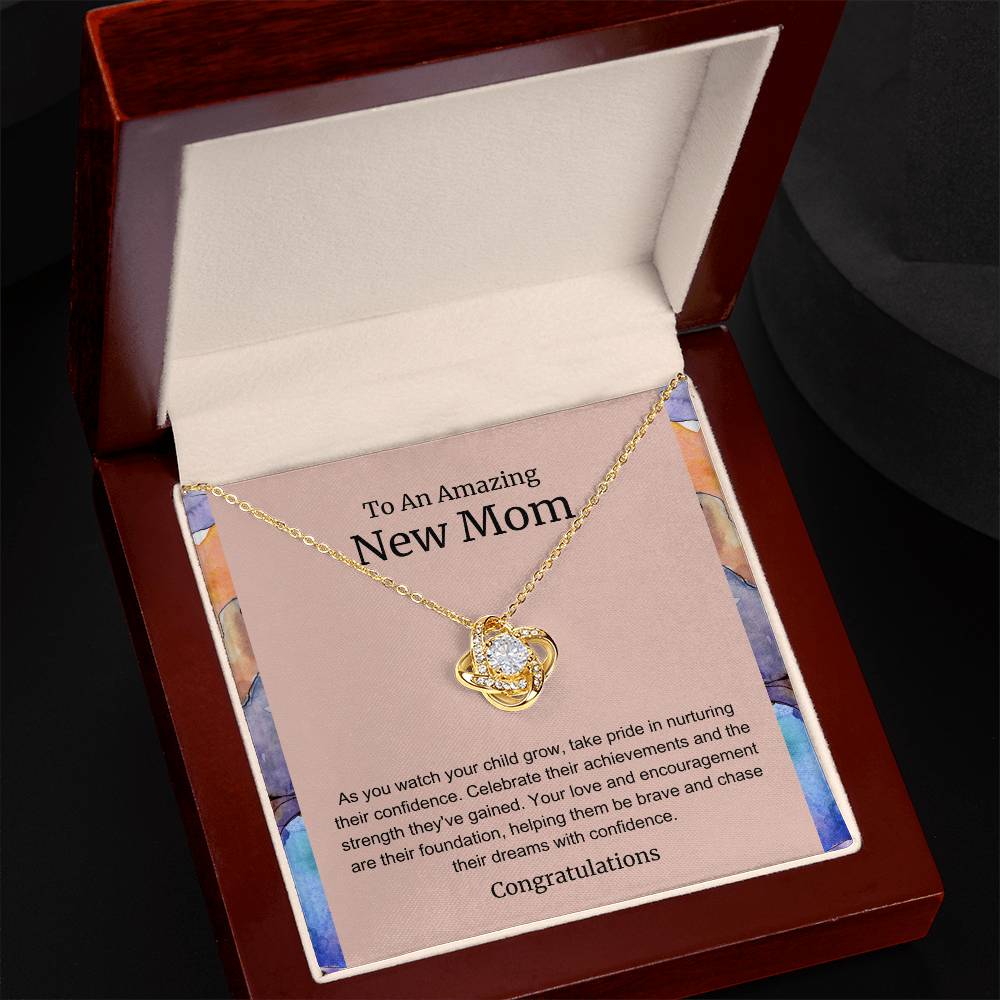 To An Amazing New Mom Love Knot Necklace