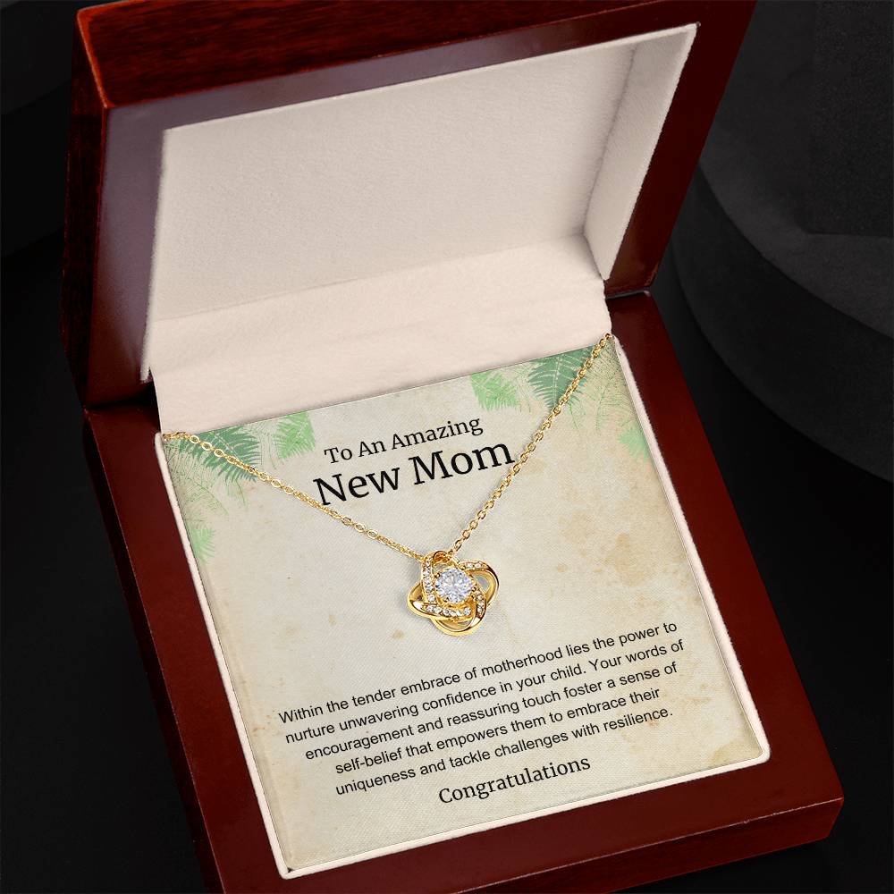 To An Amazing New Mom Love Knot Necklace