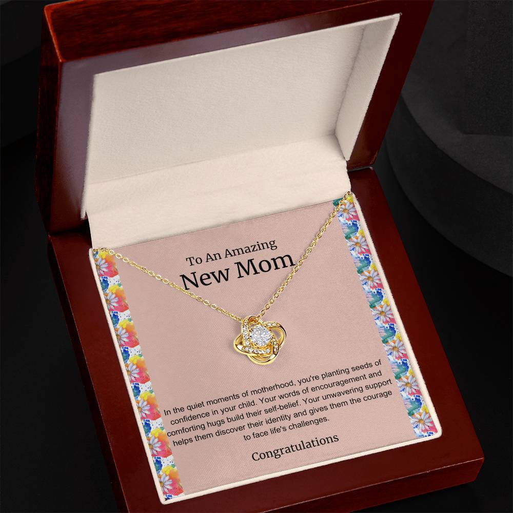 To An Amazing New Mom Love Knot Necklace