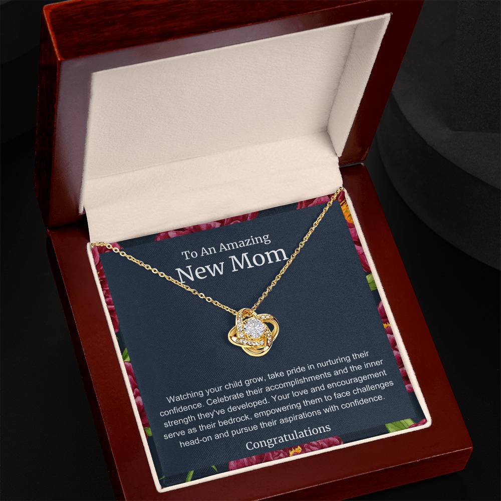 To An Amazing New Mom Love Knot Necklace