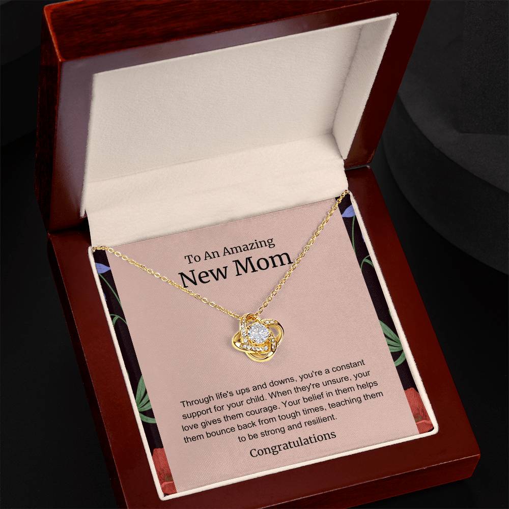 To An Amazing New Mom Love Knot Necklace